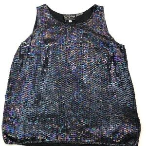 Royal Feelings Vintage Sequin Sleeveless Top with Silk Lining